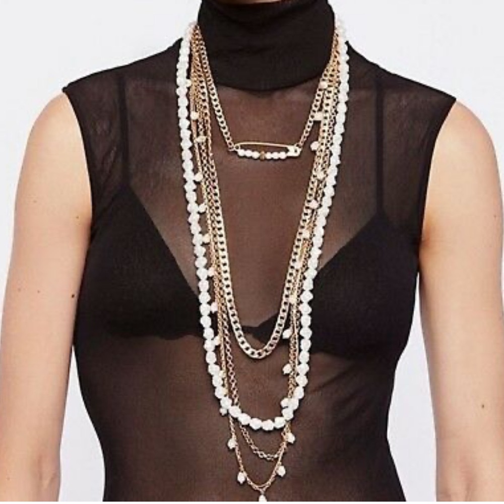 Free People Cydney Pearl Layered Necklace